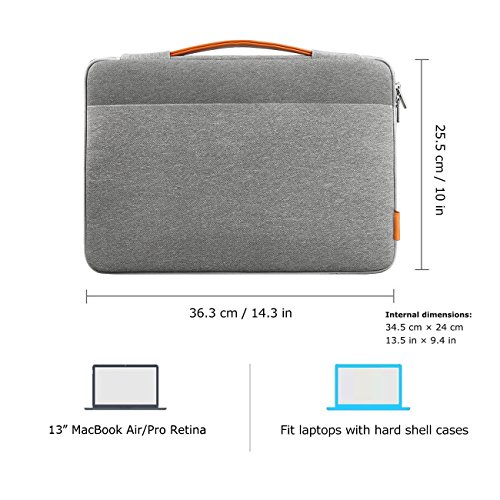 Inateck 13,3 Zoll Macbook Air/ Pro Retina Sleeve Hülle Ultrabook 33,8-cm-Laptop Tasche Speziell für 13,3″ Apple Macbook Pro Retina und Macbook Air, Dunkelgrau - 2