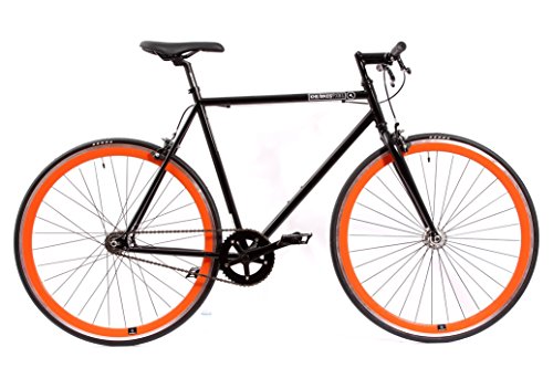 KHE Fixie Singlespeed FX01 56,5cm schwarz inkl Freilaufritzel 40mm orangene Felge