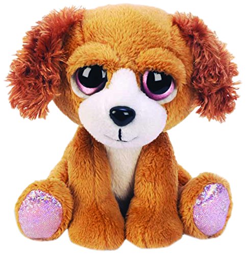 Suki Gifts Lil Peepers Fun Molly Spaniel Dog Plush Toy with Pink Sparkle Accents (Small, Brown)