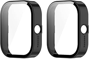 Feysentoe 2 Piezas Funda Bumper Compatible con CMF by Nothing Watch Pro Vidrio Templado Protección Completa Resistente a arañazos.(Negro)