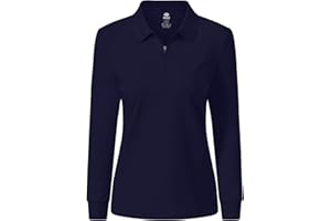 MoFiz Polo Mujer Zip Camiseta Manga Larga Invierno Algodón Trabajo Golf Tops