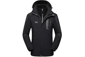 BALCONY & FALCON Veste pour Hommes Veste 3-en-1 résistante à l'eau Veste Softshell Imperméable pour Hommes Veste en Molleton Amovible avec Capuche Ajustable Veste de randonnée Montagne