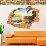UNIQUEBELLA Wandsticker Sonnenstrand 3D Wandtattoo Wandaufkleber Fensterbilder Wall Art Sticker Decal - 2