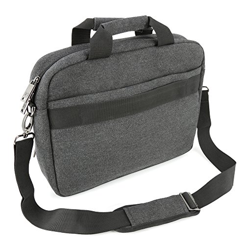 Notebook Tasche 11.6 | Evecase 11.6 Zoll Universal Canvas Laptop Schutzhülle Aktentasche mit Zubehörfächer, Lasche für Trolleybefestigung für Notebook MacBook Ultrabook Tablet – Grau - 2