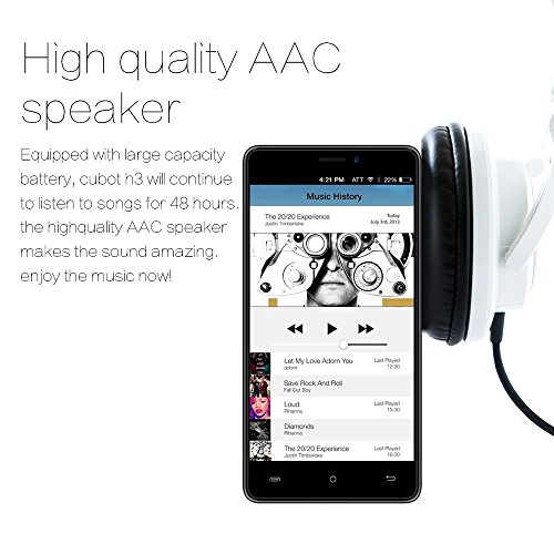 CubotÂ H3 - 4G Smartphone, Handy ohne Vertrag, 5.0 Zoll, Android 7.0, MT6737 1.3GHz Octa-Core, 3GB RAM 32GB ROM, 6000mAh, Fingerprintsensor ID, Frontkamera + Dual Back-Kamera, Dual SIM Dual Standby (Schwarz)