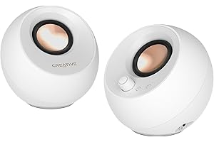 CREATIVE Pebble Pro Enceintes d'ordinateur 2.0 USB-C avec Bluetooth 5.3 et éclairage RVB Personnalisable, Audio USB et Port Micro/Casque (Blanc)