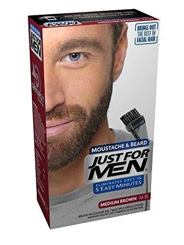 Just For Men - Tinte de barba y bigote para hombre, color marrón medio (M35), 1/ paquete
