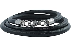 König Design Lederkette Lederhalsband Lederarmband Glatt 4 mm - 6 mm Herren Halskette Schwarz/Braun 17-100 cm lang mit Karabiner Verschluss Silber Rund