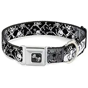 Buckle Down Seatbelt Buckle Dog Collar - Trust No One Black/White - 1