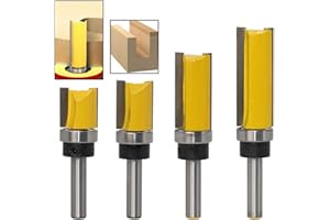 ASNOMY 4PCS 8mm Vástago Fresas de Ranurar Router bit Juego de Fresas para Madera con Diámetro de corte 19mm Fresas de Ranurar Cortador de Carpintería Cortadora de Madera Brocas para Fresadora