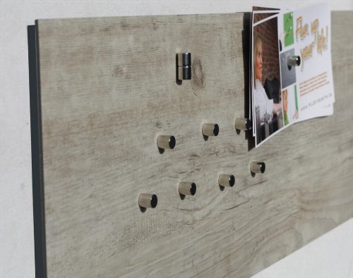 Magnet-Pinnwand in Holz-Optik: Eiche gebleicht, aus Vinyl mit Stahl-Rückseite, 100cm x 22,5cm - 2