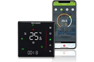 BecaSmart Série 006 Thermostat Intelligent Wi-FI Thermostat chaudiere gaz Chauffage Écran Couleur 5A Compatible avec Alexa Google Home App Control Noir