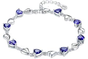 findout Serce kryształowe bransoletki przyjaźń prezenty ametyst czerwony różowy niebieski biały regulowany kryształ serce srebrna bransoletka prezent dla kobiet dziewczyn z pudełkiem na biżuterię