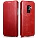 Produktbild Mobiskin Samsung Galaxy S9+ Tasche | Case mit Echt-Leder Außenseite für S9 Plus | SM-G965 | Schutz-Hülle seitlich aufklappbar | Ultra-Slim Cover | dünne Handy-Hülle | Etui | Rot Vintage