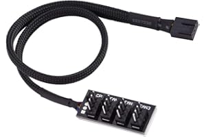 NMD&LR PWM Fan Hub, Sleeved 4/5 Way PC CPU Cooling Fan Splitter Cable Braided 4-Pin / 3-Pin Fan Power Adapter Cable Hub
