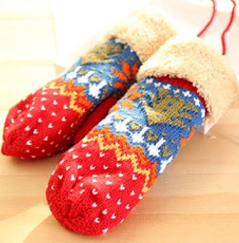 JinZhiCheng Autum and Winter Warm Woolen Christmas Tree Gloves With Plush Mouth Warm Mittens