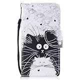 Box: 1 x PU Lederhülle Samsung Galaxy S7 Hülle, Edaroo Furry Schwarze Weiße Katzen Design PU Leder mit Weich Silkon TPU Inneren Dünn Stoßfest Book Case Magnetverschluss Klapphülle Cover für Samsung Galaxy S7
