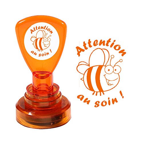 Book's Cover of Attention au soin Couleur Orange  Bourdon mignon Tampon Autoencreur pour Enseignant
