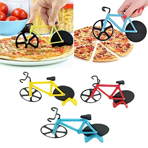 JYD Fahrrad Pizzaschneider Edelstahl Pizza schneiden Rädern mit Ständer one size fit all rot - 3