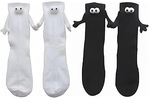 SHCHME Holding Hand Socks, 2 Pair Magnetic Hand Socks Funny Magnetic Suction 3D Doll Holding Hand Socks for Man Woman Couple Friend
