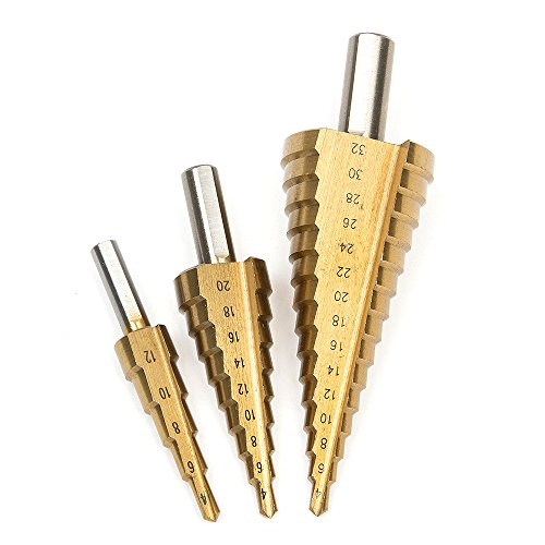 Hakkain Stufenbohrer HSS Titanbeschichtet Stahl 4/12/20/32mm Boherset für Elektrowerkzeug1 Set ,3tlg. - 8