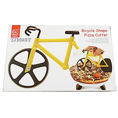 SSSC Edelstahl-Fahrrad-Pizza-Messer-kreativer Kuchen-Messer-Stück-Rad-Scherblock (YELLOW) - 6