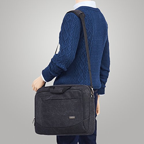 Notebooktasche 17.3, Evecase Universal Canvas Laptop Aktentasche Schutzhülle mit Zubehörfächer, Lasche für Trolleybefestigung für Notebook MacBook Ultrabook bis 17.3 Zoll – Cooper Grau - 7