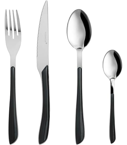 Set Posate GRACE In Acciaio Inox 18/0 - 24 Pezzi, Per 6 Persone, Design Ondulato, Elegante E Resistente