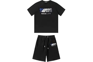 BYIYGSL Tuta Sportiva Da Uomo T-shirt Trapstar in 2 Pezzi Tuta Da Jogging Trapstar Cotone T-shirt e Pantaloncini Casual Sweatsuit Set,Unisex