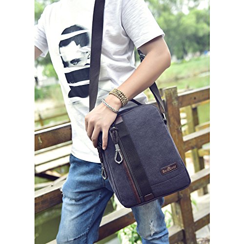 MeCooler Umhängetasche Herren Schultertasche Vintage Herrentaschen Kuriertasche Retro Messenger Bag Canvas Taschen für Schule Kleine Sport Tasche Handtasche - 3