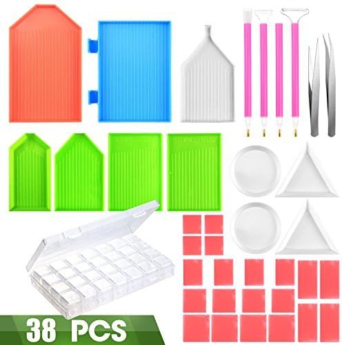 Diamond Painting Tools Cross Stitch Set Diy Diamond Painting Pen/ Tweezers/ Glue/ Plastic Tray Set Sewing Accessories By BTNOW, 40 Pieces