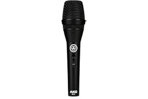 AKG P3s Professional Dynamic Live Vocal Microphone with Switch, Integrated Wind Protection, 24K Gold Plated XLR Connector, Robust Design - Black