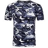 VECDY T Shirt Herren Pullover Casual Camouflage Print O Neck Pullover T-Shirt Tops Blouse Fitness Sweatshirt Mode Oberteil Tee M-2XL