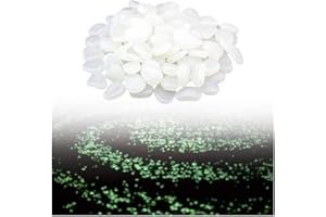 FUBESK Lot de 100 galets phosphorescents | Pierres décoratives | Gravier d'aquarium dans le noir pour aquarium, jardin, allée, pot de fleurs, lit blanc brillant