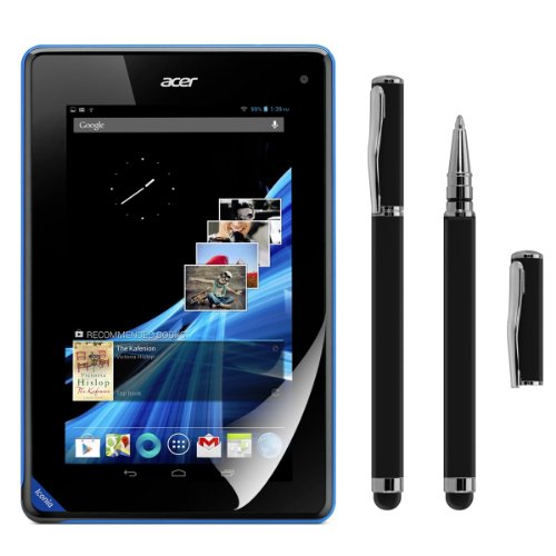 3in1 Set: kwmobile Hülle für Acer Iconia B1-710 / B1-711 – Tabletcover Slim Case Tablet Schutzhülle – Smart Cover Tabletcase Schwarz + Folie, kristallklar + Stylus, Schwarz - 3