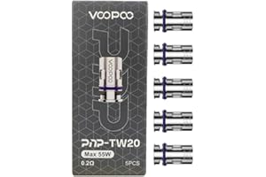 VOOPOO PNP Replacement Coils, TW20, 0.2 Ohm, Mesh, Rich Flavor, Smooth Vapor, Long-Lasting Coils, VOOPOO Vaping Coils, Pack of 5, No Nicotine