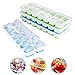 Produktbild Eiswürfelform Slikon 4 Stück Eiswürfelbehälter mit Deckel Silikon Eiswuerfel Form 14-Fach Eiswürfel Silikonformen Ice Cube Ice Tray Eiswürfelbereiter Ohne BPA LFGB Zertifiziert (Blau&Grün)
