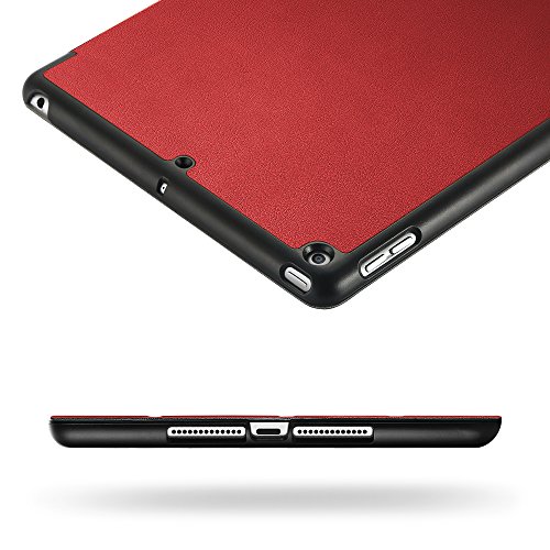 iPad 9.7 2017 Hülle, EasyAcc Ultra Dünn iPad 9.7 Zoll 2017 Smart Cover mit Automatischem Schlaf Funktion und Standfunktion – Hochwertiges PU Leder Hülle (Red, Kunstleder, Ultra Dünn) - 7