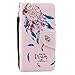 Produktbild iPhone 6 / 6S Hülle, DENDICO Case Leder Handyhülle Flip Schutzhülle im Kartenfach, Dünn Klapphülle Farbmalerei Art Brieftasche für Apple iPhone 6 / 6S - Pink, Traumfänger