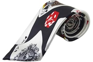 NUOBESTY Magier Krawatte Poker Würfel Druck Krawatte Magier Kostüm für Cosplay Dress Up Accessoires Partyzubehör (Weißer Hintergrund)