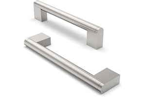 FURNIWARE 10 pezzi maniglia dell'armadio, distanza del foro di 128 mm Maniglie per mobili in acciaio inossidabile Maniglie dell'armadio da cucina Maniglia dell'armadio da cucina-Nichel spazzolato