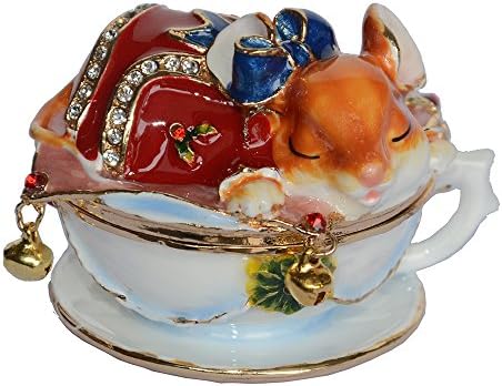 Mouse Enamelled Ring Trinket Jewelry Box Animal Collectible Christmas Gifts