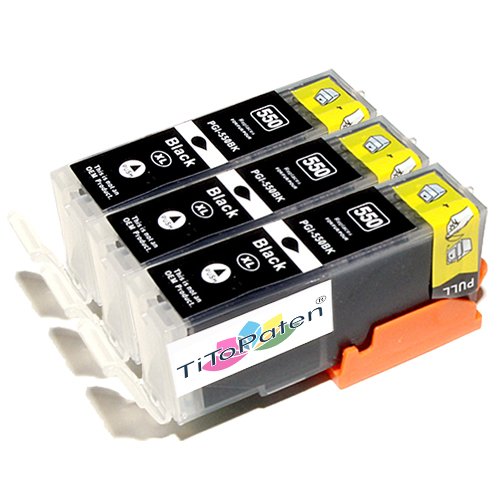 *TITOPATEN* - 3x Canon Pixma IP 7250 kompatible XL Druckerpatronen - Schwarz - Patrone MIT CHIP !!!Hohe Laufleistung!!!