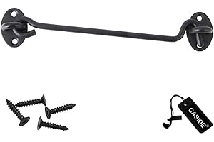 CASKIE Cabin Hook Stainless Steel Latch and Eye Privacy Hooks Door Stay with Screws Lock for Gate Shutters Window Slide Barn Shed Patio Door - Matte Black