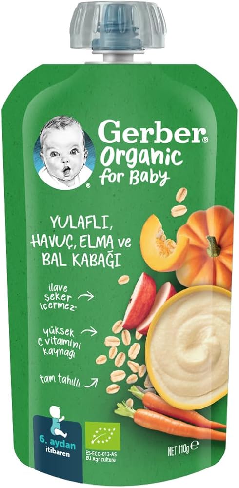 Gerber Organik Yulaflı Elma, Havuç ve Balkabaklı Püre 110g