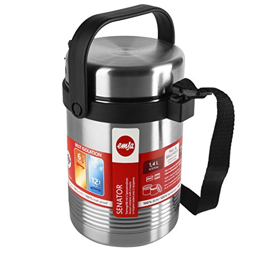 Emsa 504207 Isolier-Speisegefäß, 1,4 Liter, Mit 2 Speiseeinsätzen, 100% dicht, Edelstahl, Senator Thermo Lunch - 7