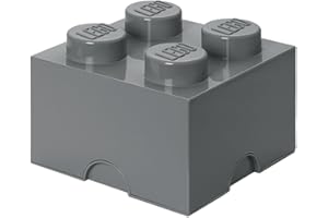 Room Copenhagen Lego 40031754 Storage Stone, 4 Knobs, Stackable Storage Box, 5.7 L, Dark Grey, Grey, One Size