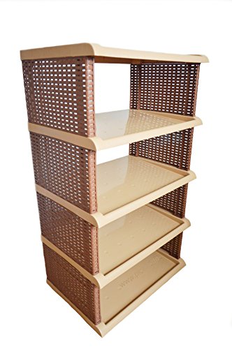 Schuhregal Rattan-Optik Schuhständer Schuhaufbewahrung Schuhordnung Schuhablage 5 Ebenen 90x34x50cm - 3