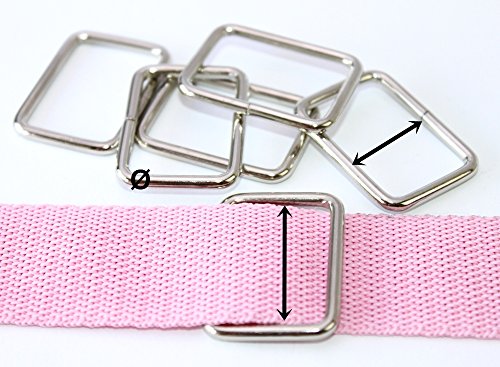 Vierkantring Durchzug, Stahl verchromt. Für Gurt/Band bis 30mm. 10 Stück. - 2