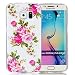 Produktbild Samsung Galaxy S6 Edge G925 Hülle Tiere Muster Beidseitig,Neu Tasche Für 5,1-Zoll Samsung Galaxy S6 Edge G925 Hülle Silikon vorne und hinten Ultra Slim Back Cover Schutzhülle Wasserdicht Stoßfest Soft TPU Handyhülle Case[Rosa Blumen] Glanz nachts